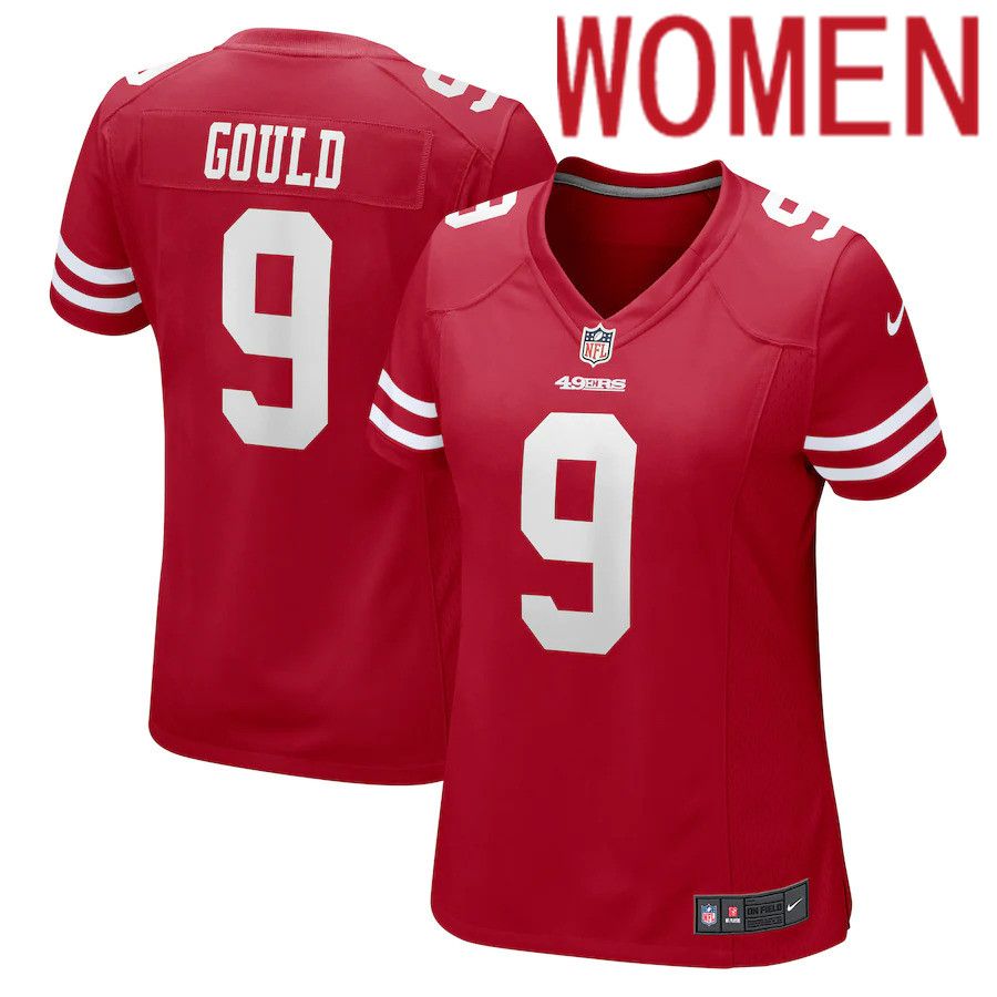 Women San Francisco 49ers #9 Robbie Gould Nike Scarlet Game NFL Jersey->women nfl jersey->Women Jersey